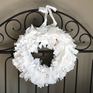 Shabby Chic White Rag Wreath